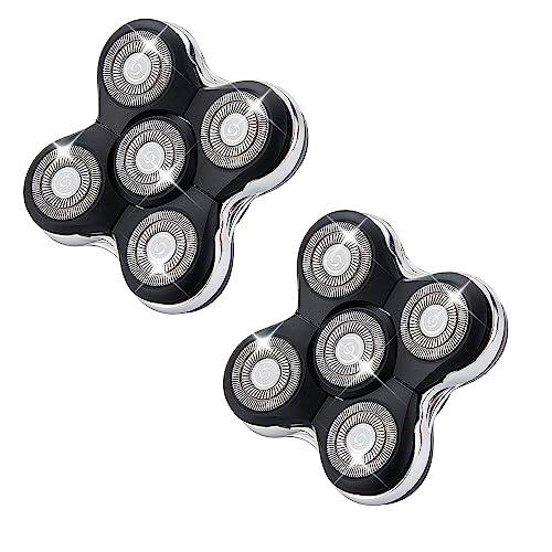 Front. DORLUKFU - 5 Blades Replacement Shaver Head Compatible with Skull Shaver Pitbull, Butterfly Kiss, and Palm Electric Razor 5.