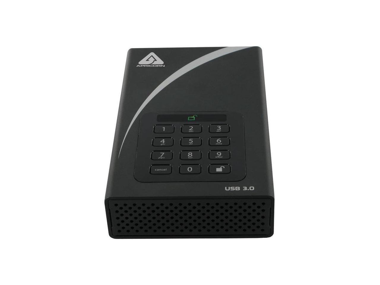 APRICORN 1 2 3 4 5 6 7 8 9 0 cancel USB 3.0