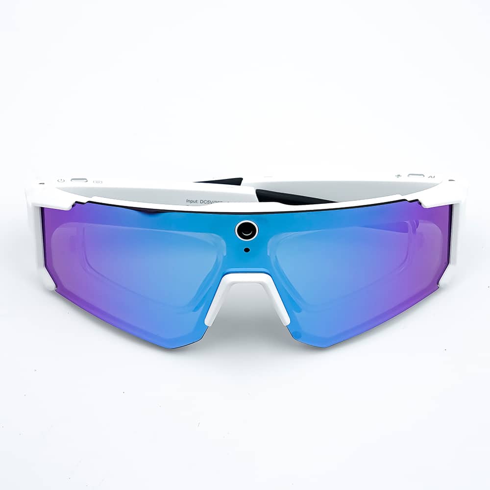 Loheer - Smart Glasses with Camera, AI Image Stabilization, Real-Time Translation, Cycling Wear - White/Blue - White - (2026)