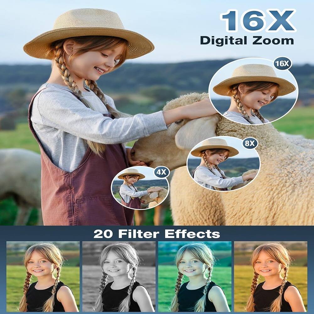 16X Digital Zoom  
16X  
8X  
4X  

20 Filter Effects