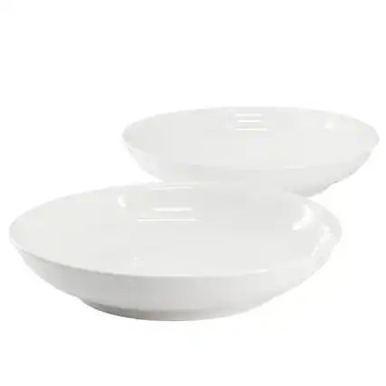 Front. Gibson - Gibson Home 2 Piece 11 Inch Round Fine Ceramic Serving Bowl Set in White - White.