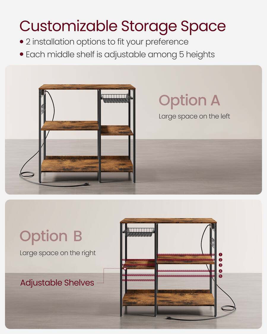 Coffe Wire Rack Songmics Home Baker's Rack, Coffee Bar Stand with Charging Station ...