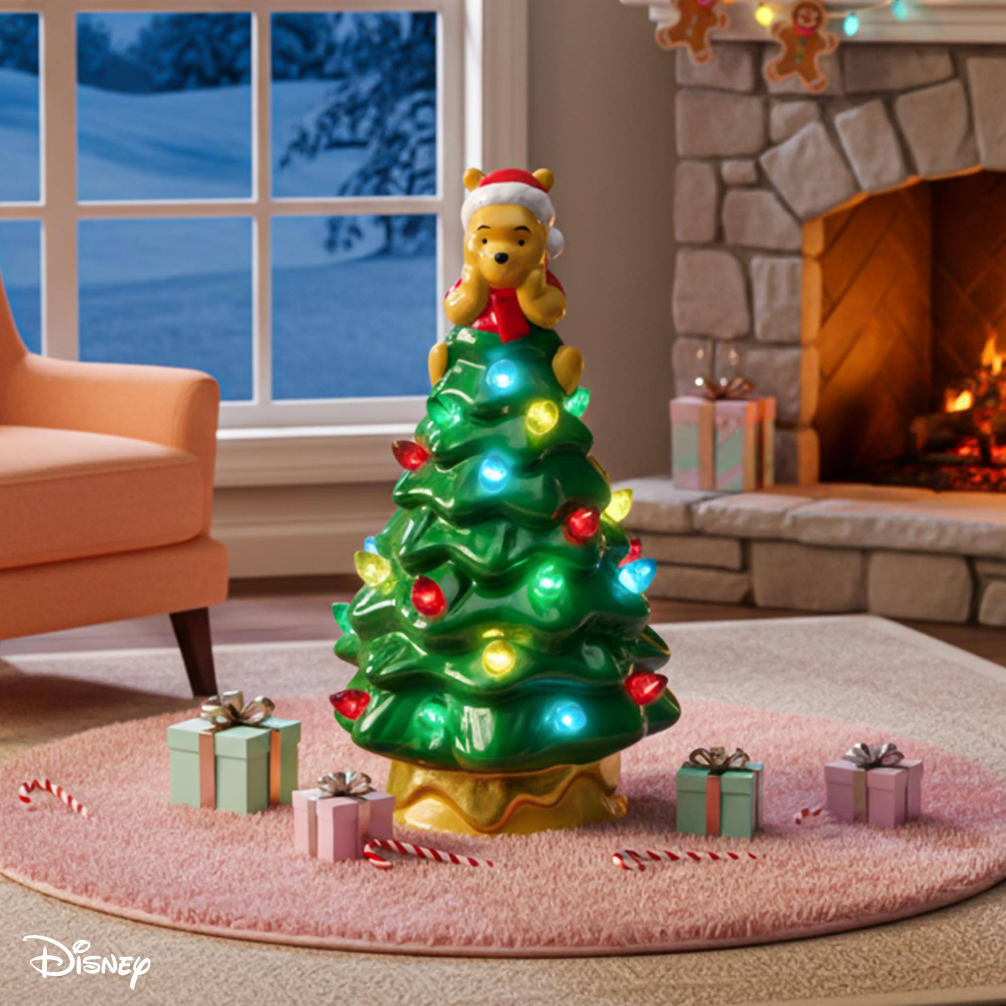 Alt View 3. Ukonic - Disney Winnie The Pooh Light-Up Ceramic Christmas Tree | 6 Inches Tall - Green.