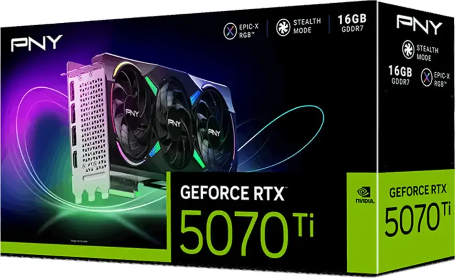 PNY EPIC-X RGB Stealth Mode 16GB GDDR7 NVIDIA GeForce RTX 5070 Ti