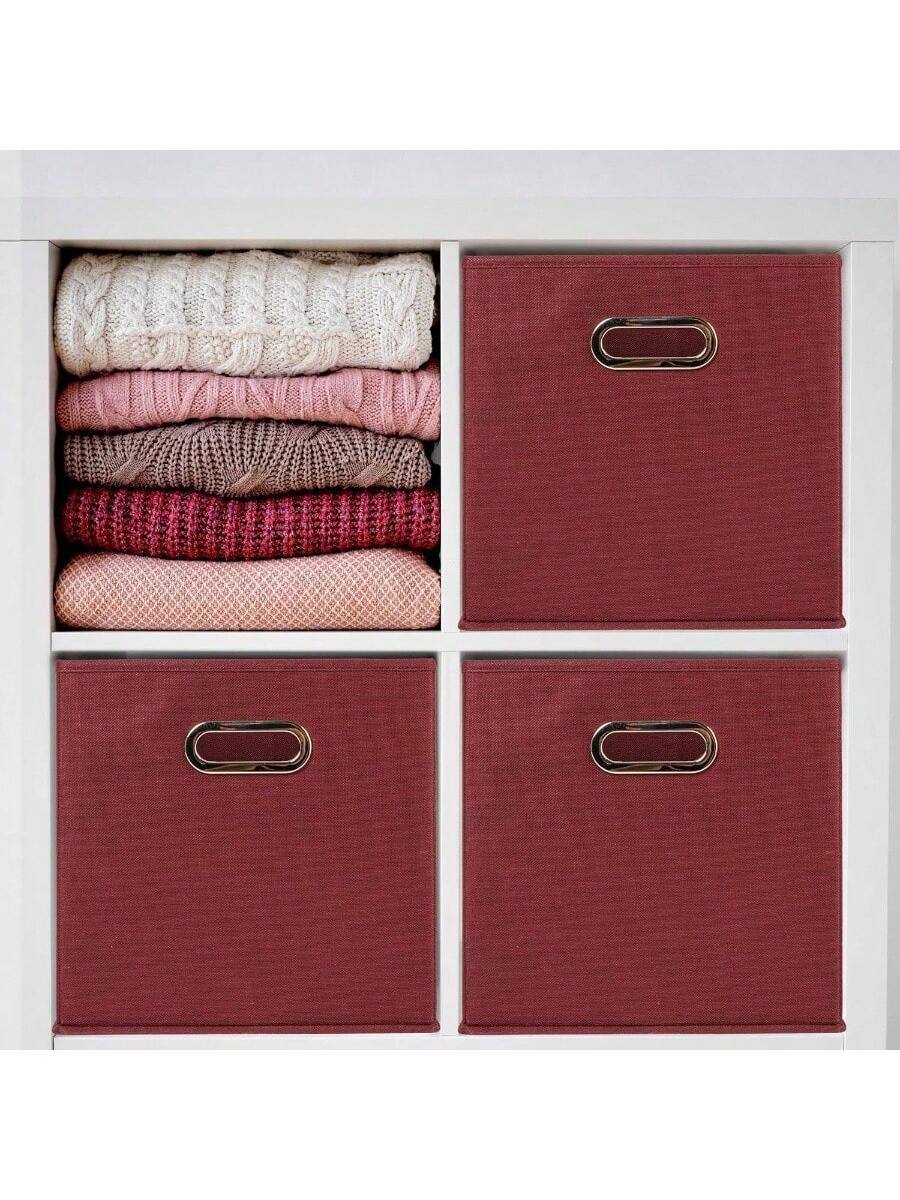 Alt View 6. Live At Space - 80 - 1 Foldable Fabric Storage Bins Set of 6 Cubby Cubes With Handles Black.