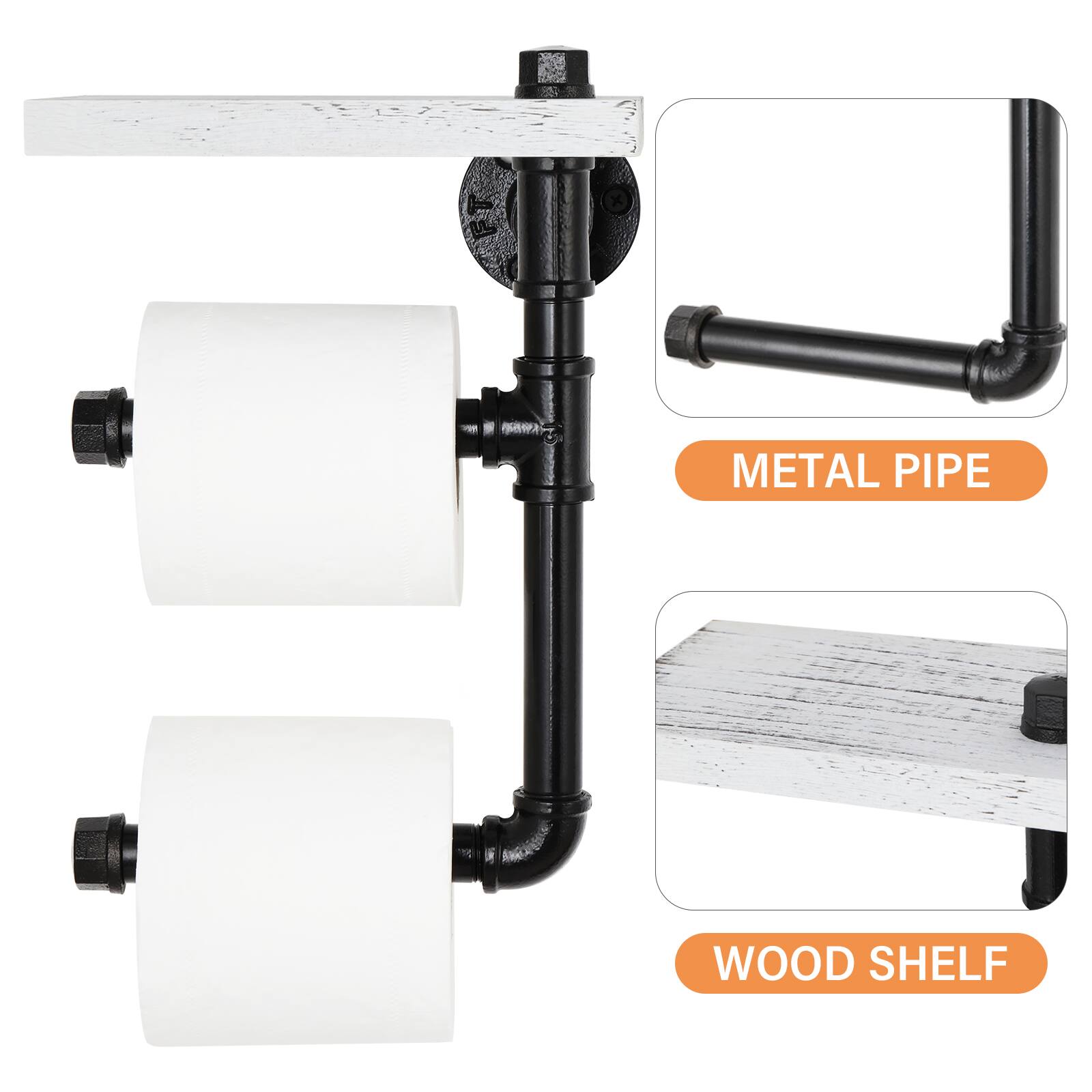 METAL PIPE  
WOOD SHELF