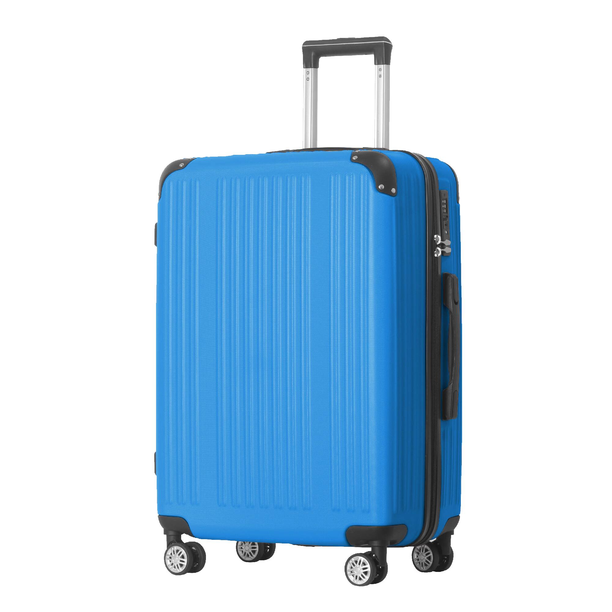 Alt View 6. Bestier - 3-Piece ABS Hardshell Luggage Set (20”/24”/26”) with Spinner Wheels, TSA Lock & Telescopic Handle - Deep Blue.