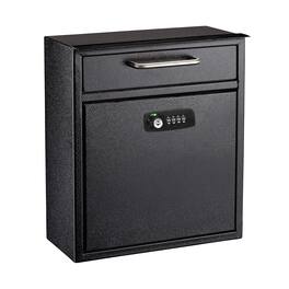 AdirOffice - Drop Box Medium Steel Wall-Mounted Drop Box Mailbox with Combination Lock - Black