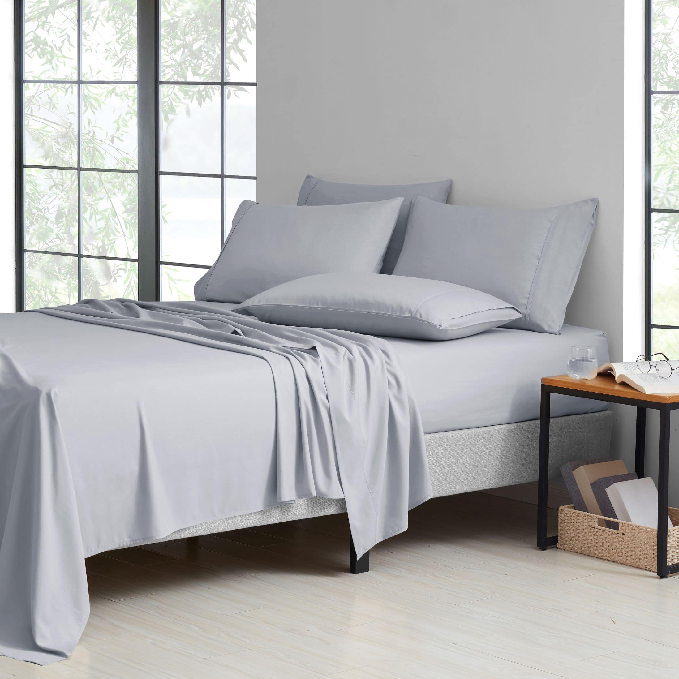 Kathy Ireland - 2000 Thread Count Cotton 6 Pc Sheet Set - Silver Grey