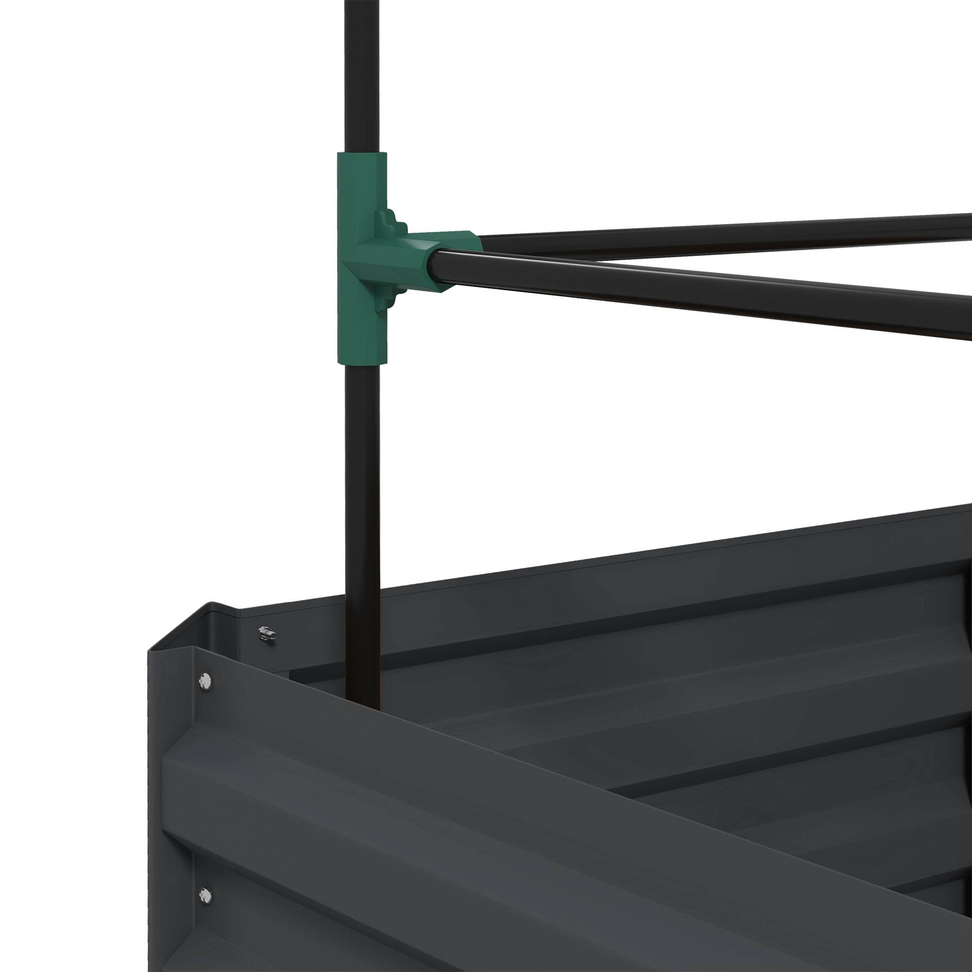 Alt View 8. Outsunny - Galvanized Raised Garden Bed, 55" Tall Outdoor Planter Box with Trellis Tomato Cage and Open Bottom for Climbing Vines - Dark Gray.