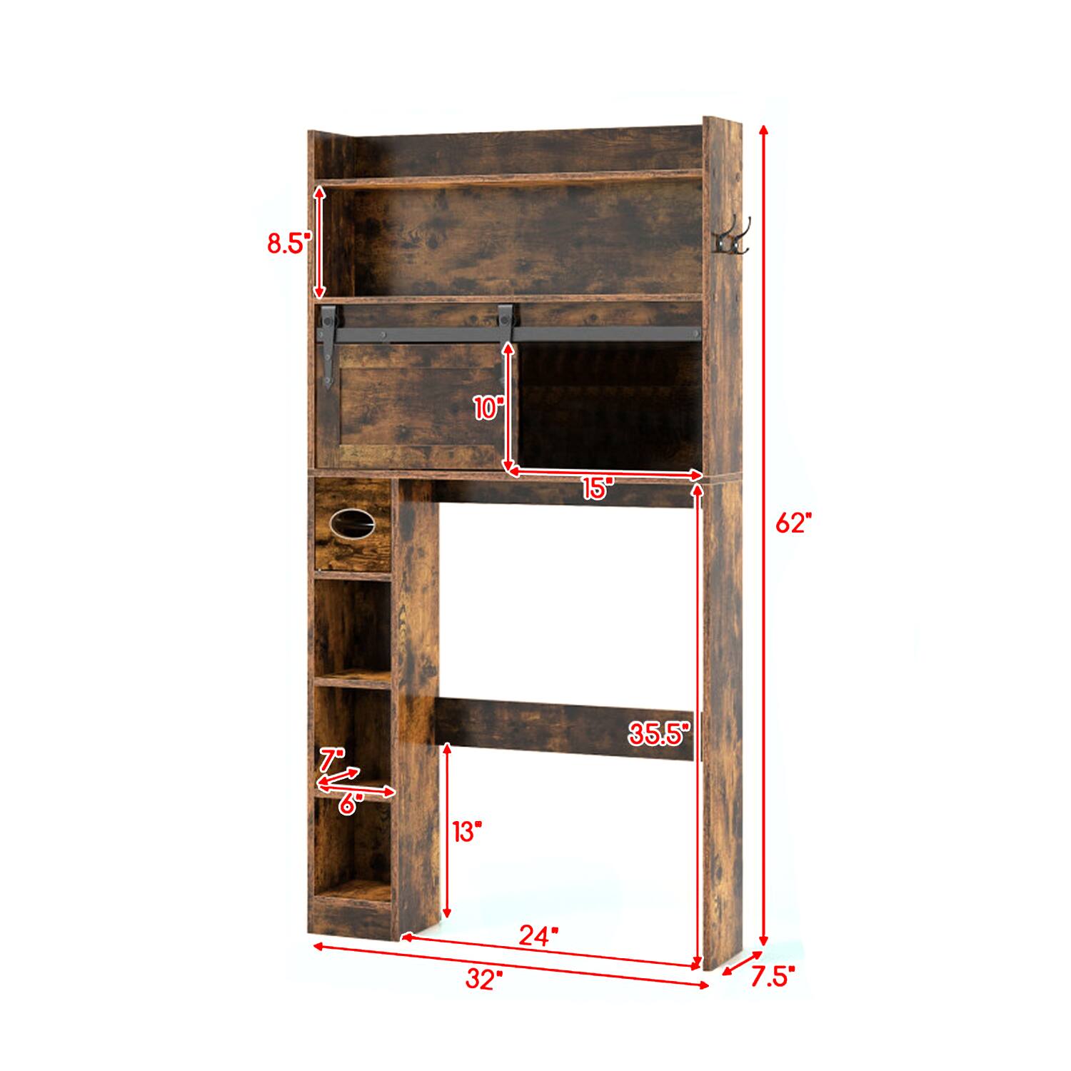 8.5" 10" 15" 62" 7" 13" 35.5" 24" 32" 7.5"