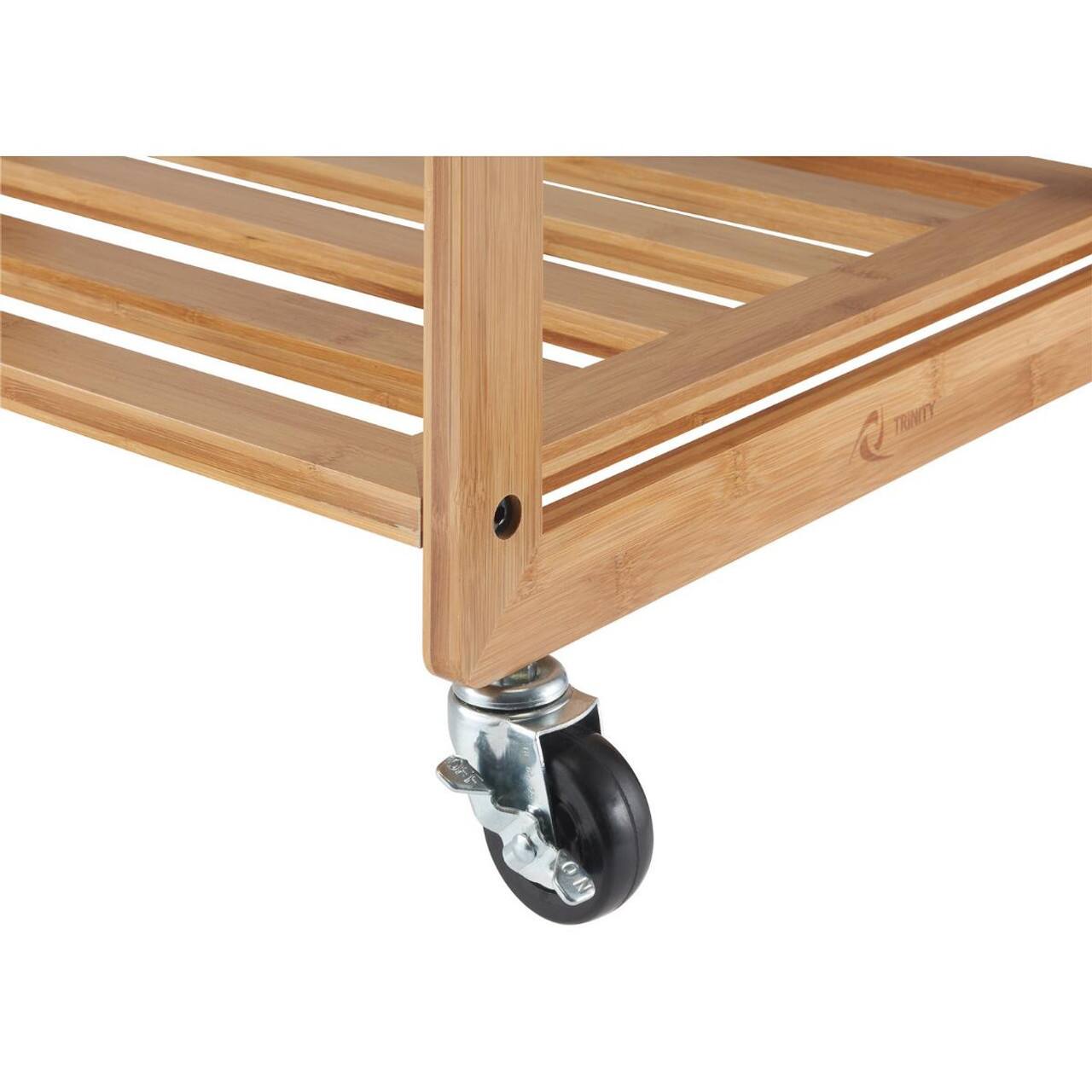 Alt View 14. TRINITY - EcoStorage 3-Bag Bamboo Laundry Cart Chrome Poles - Chrome.