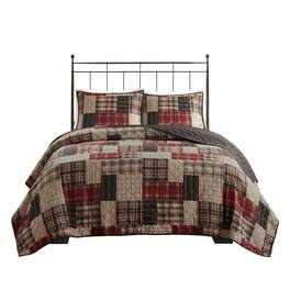 Gracie Mills - Otha 3 Peice Plaid Reversible Quilt Set - Red/Black