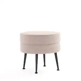 Manhattan Comfort - Bailey Mid-Century Modern Upholstered Accent Ottoman - Wheat