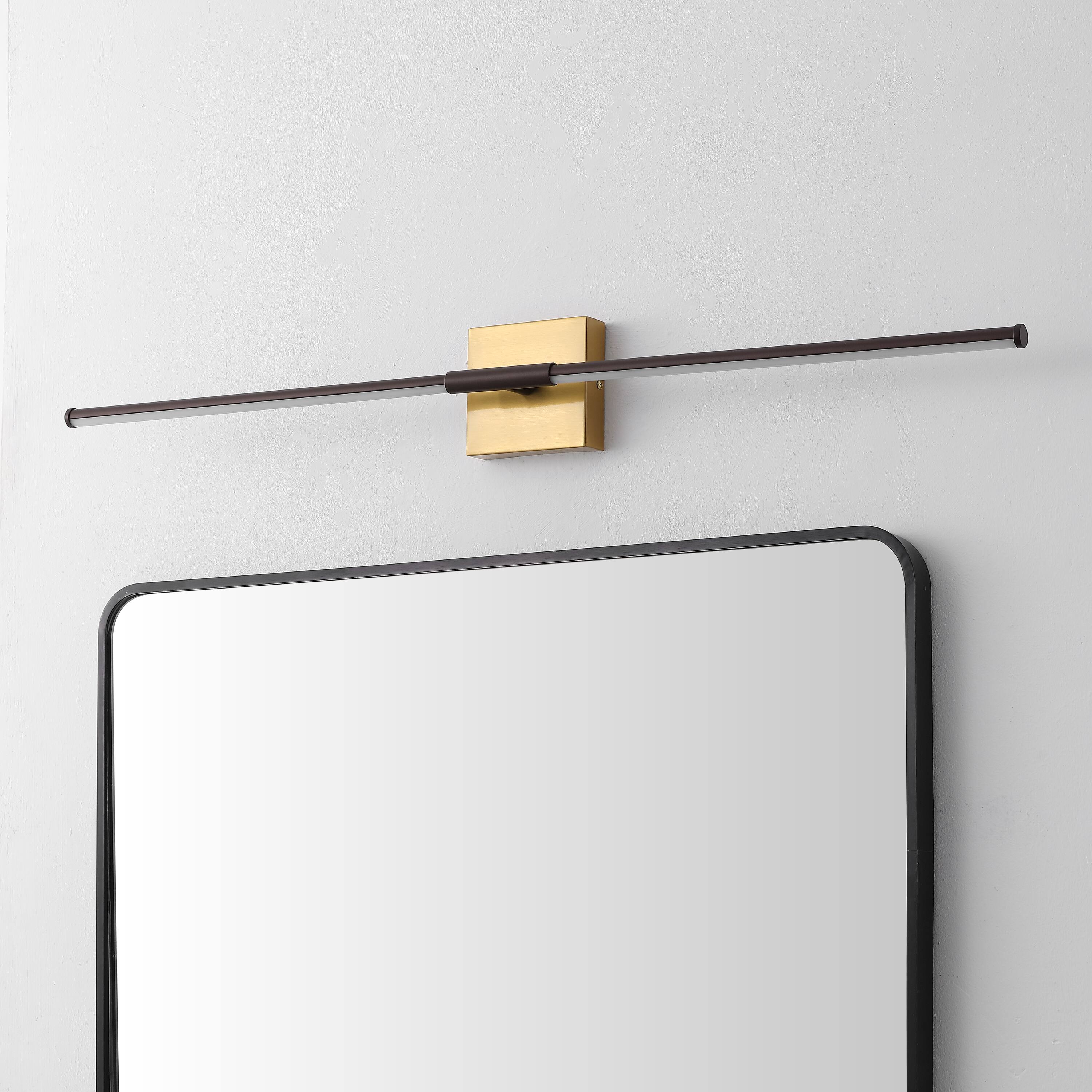 Alt View 10. Jonathan Y - McKenna 32" Modern Minimalist Dimmable Integrated LED Metal Wall Sconce, Oil Rubbed Bronze/Brass Gold - Oil Rubbed Bronze/Brass Gold.