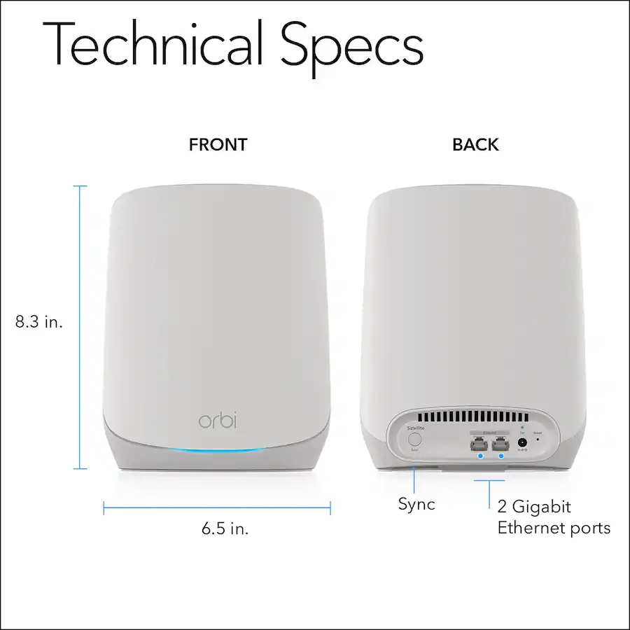 Orbi 6 Router Rear View NETGEAR Orbi 760 Series AX5400 Tri Band Mesh Wi Fi 6 Satellite White ...
