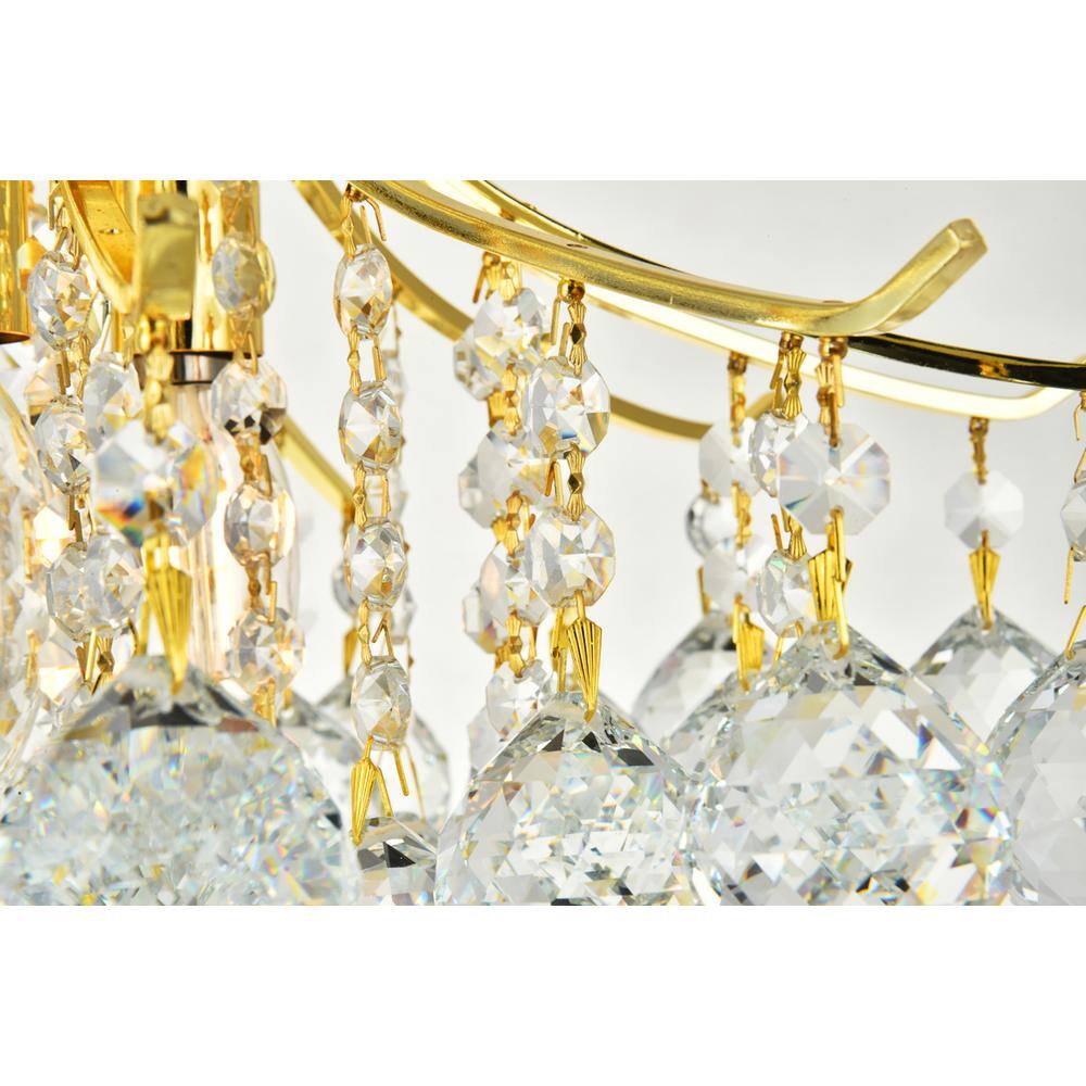 Angle. Elegant Lighting - Toureg 3 light Gold Flush Mount Clear Royal Cut Crystal - Gold.