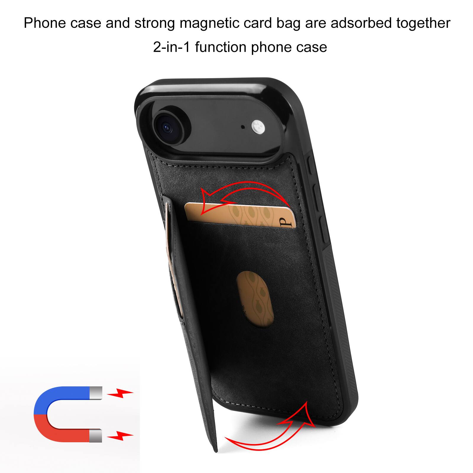 Phone case and strong magnetic card bag are adsorbed together 2-in-1 function phone case