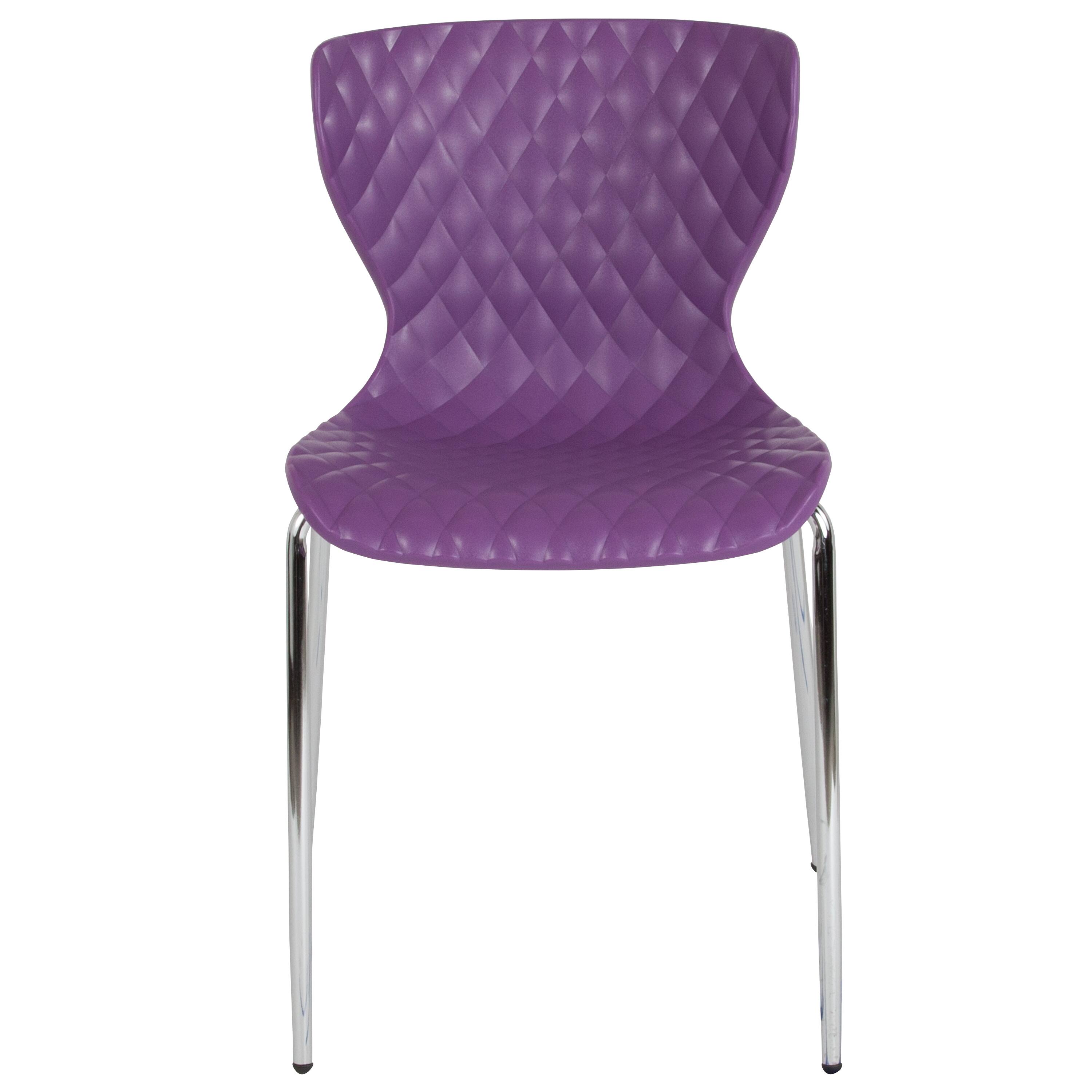 Alt View 8. Emma + Oliver - 4 Pack Contemporary Design Plastic Stack Chair - Purple.