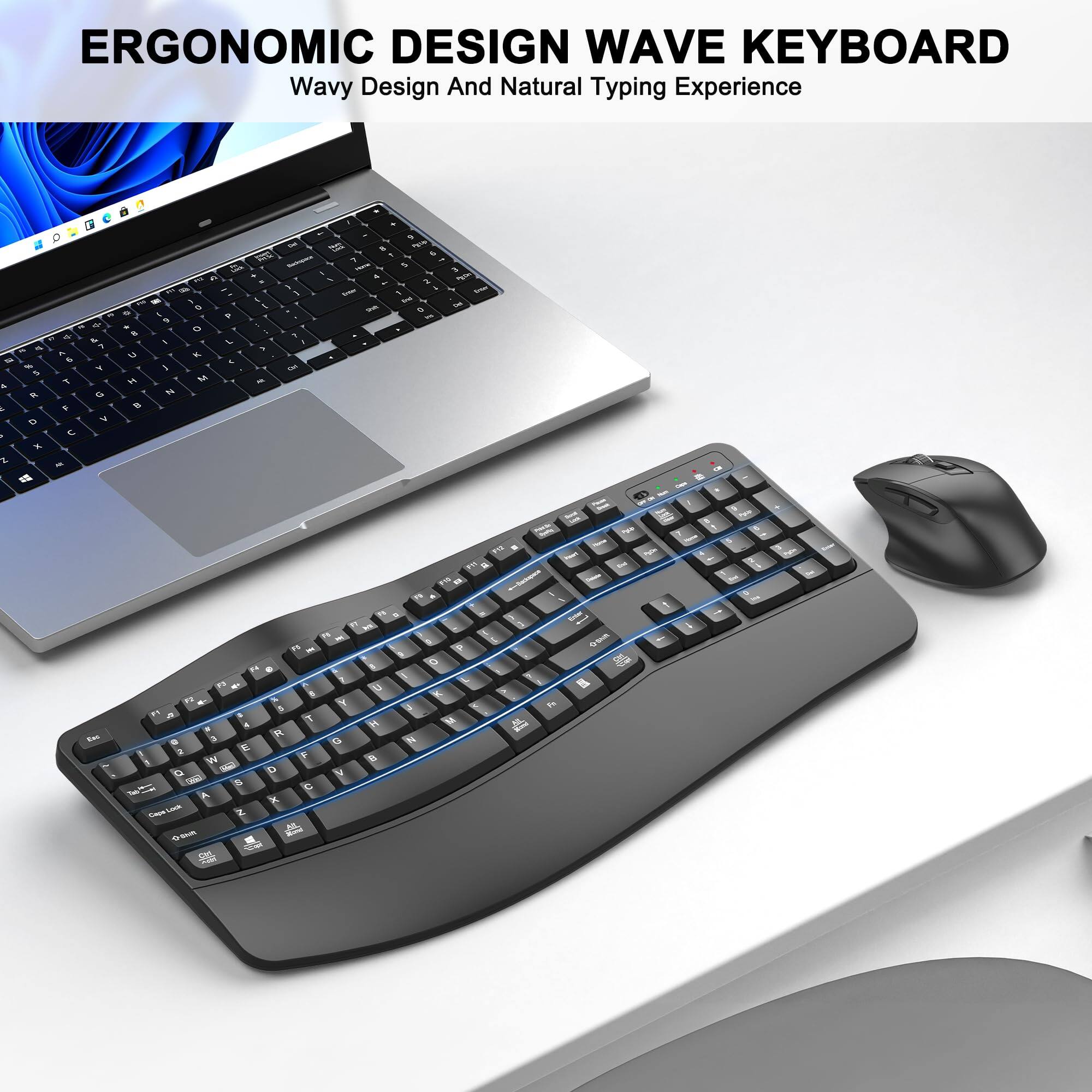 ERGONOMIC DESIGN WAVE KEYBOARD  
Wavy Design And Natural Typing Experience