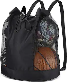 Vulpecula Spade - Extra Ball Bag,Large Mesh Equipment Bag Black, Soccer Ball Bag with Adjustable Shoulder Strap - black-M