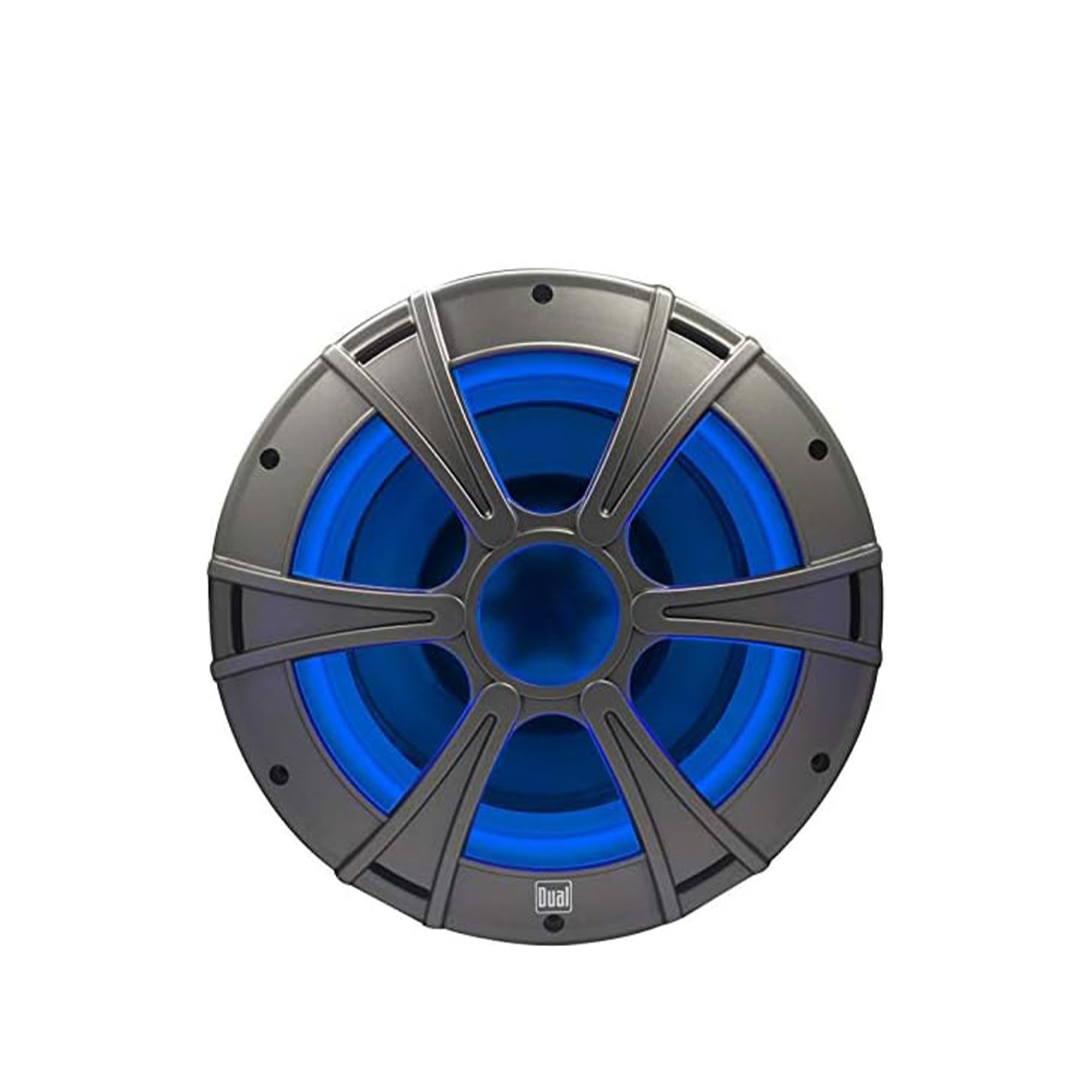 Front. Dual - Dual DM1016S 10" Marine Subwoofer | Dual Voice Coil | Blue LED Lighting - Grey.