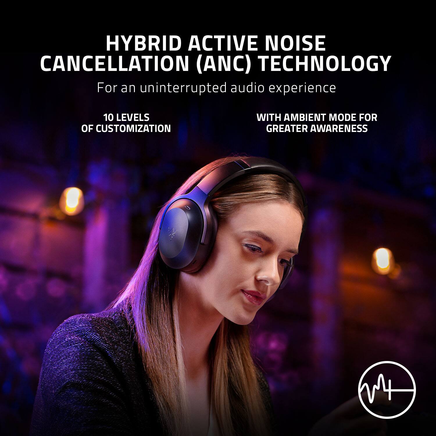 Hybrid Active Noise Cancellation (ANC) Technology: For an uninterrupted audio experience, 10 levels of customization with ambient mode for greater awareness.