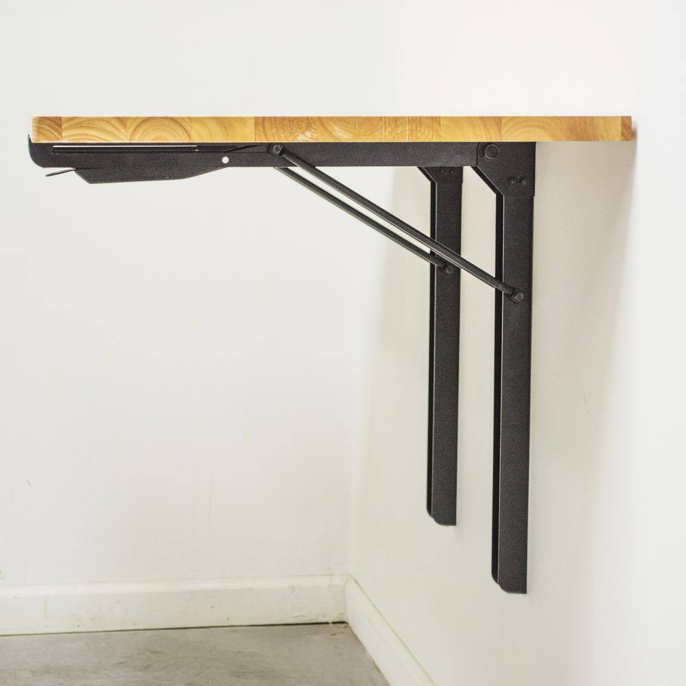 Angle. Sportsman Pro-Series - Wall Mounted Folding Workbench - Silver.