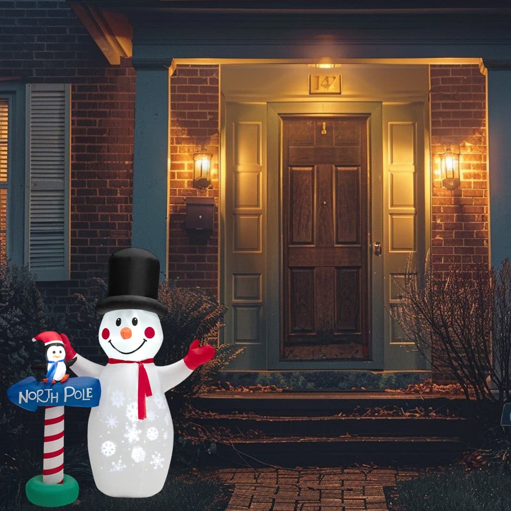 BreeBe - 6FT Inflatable Christmas Decoration with Built-In Snowflake Light Projector - Multicolor