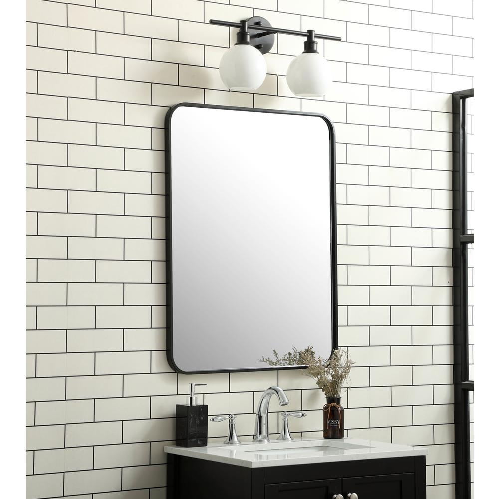 Alt View 4. Elegant Decor - Soft corner metal rectangular mirror 24x32 inch in black - Black.