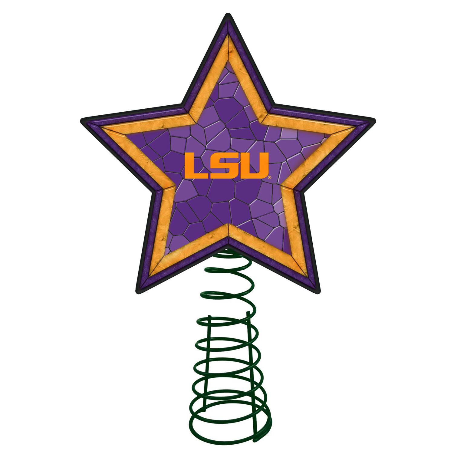 Front. The Memory Company - LSU Tigers Mosaic Tree Topper - Multicolor.