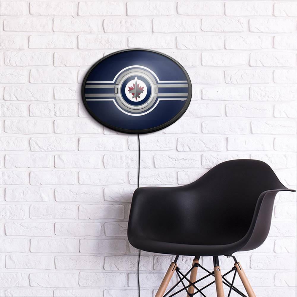Alt View 3. The Fan-Brand - Winnipeg Jets 18'' x 14'' Team Color Slimline Illuminated Wall Sign - Multicolor.