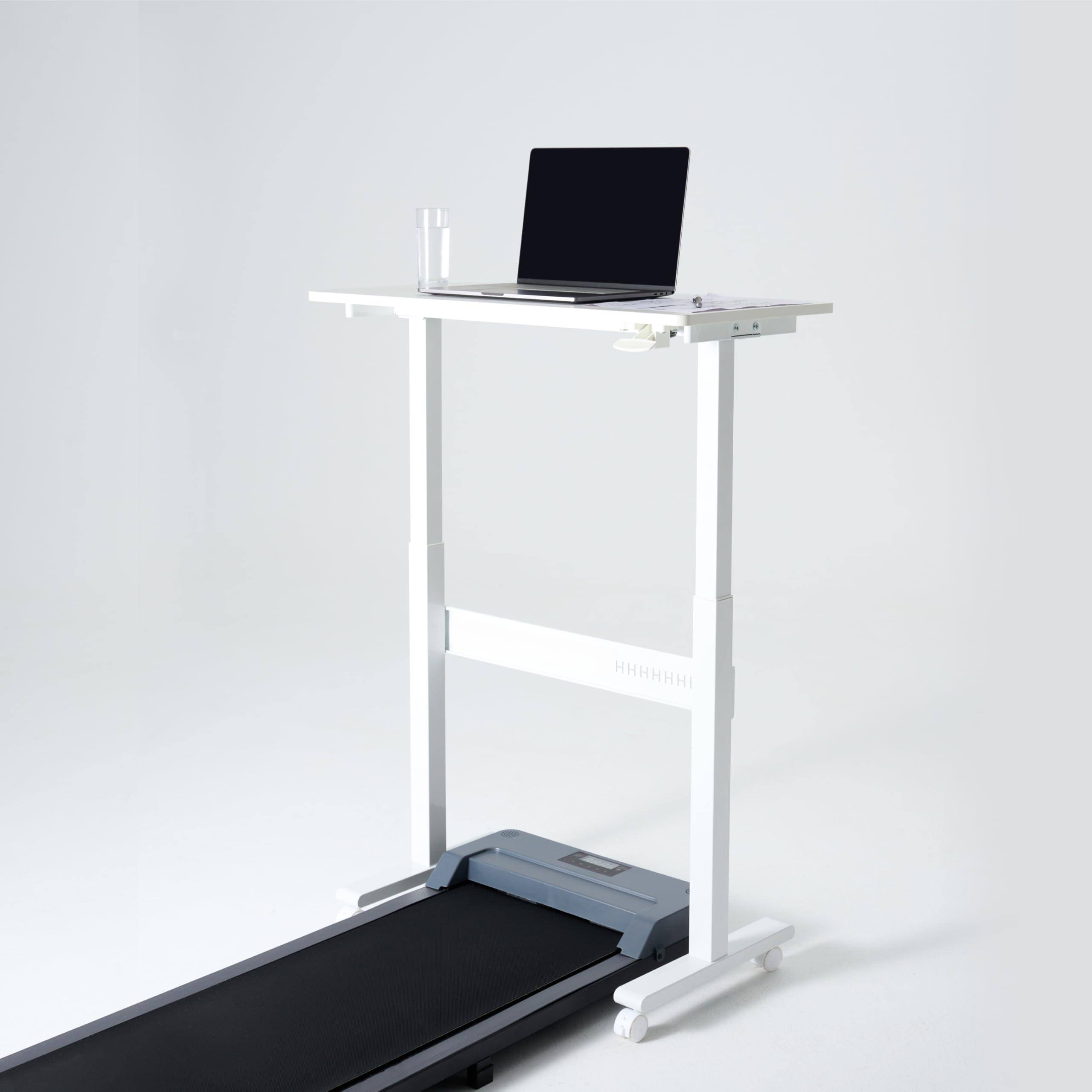 Front. Hirose Alice - YILIFT Non-Electric Auto-Lifting Standing Desk, No Knobs or Crank, Cordless, Rolling and Mobile, Great for ... - White.