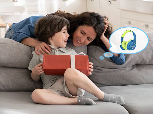 Alt View 8. Loheer - Loheer Kids Bluetooth 5.4 Wireless Headphones with ANC, 94dB Volume Limit, 50H Playtime, Wired 3.5mm, Blue/Green.