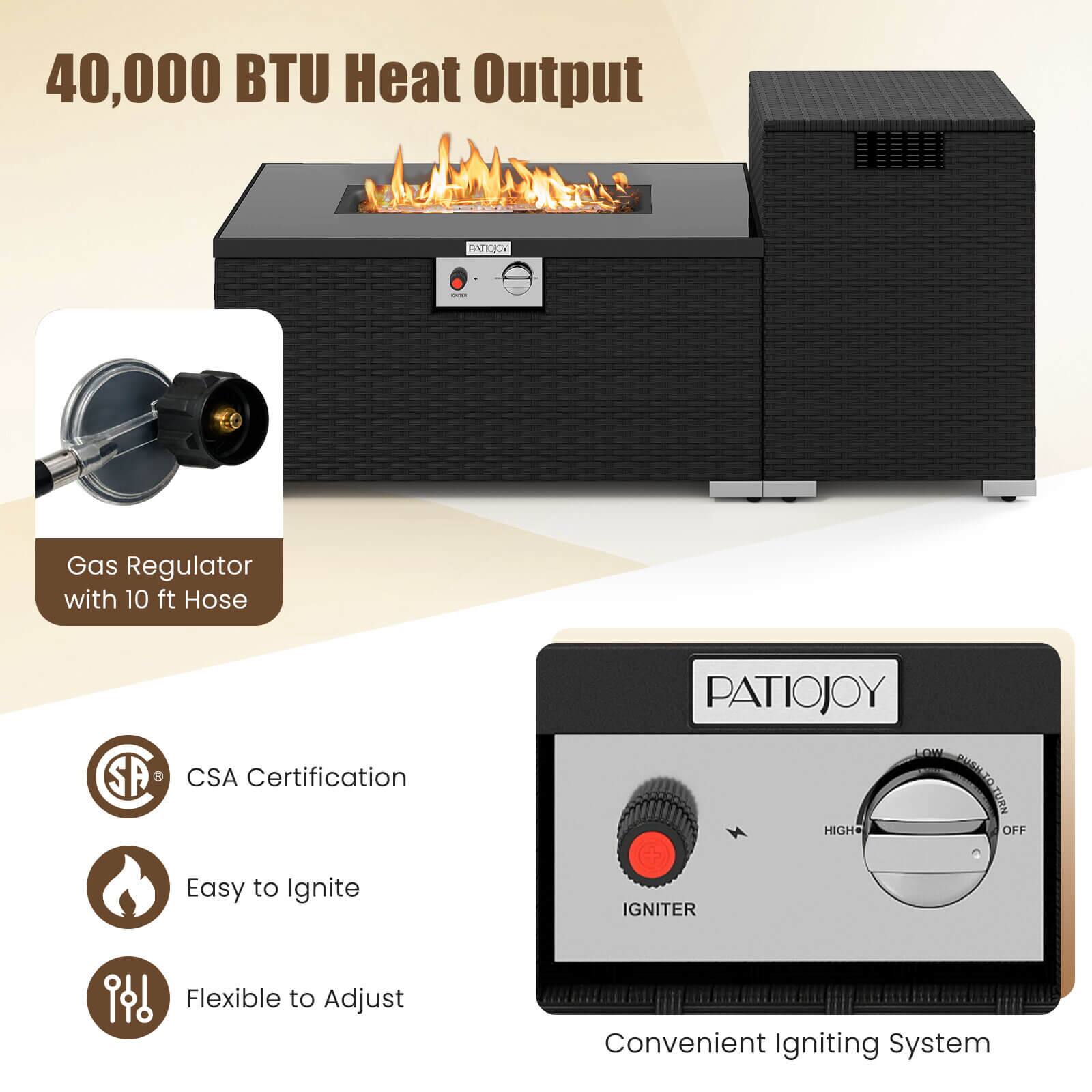 40,000 BTU Heat Output

Gas Regulator with 10 ft Hose

CSA Certification

Easy to Ignite

Flexible to Adjust

Convenient Igniting System