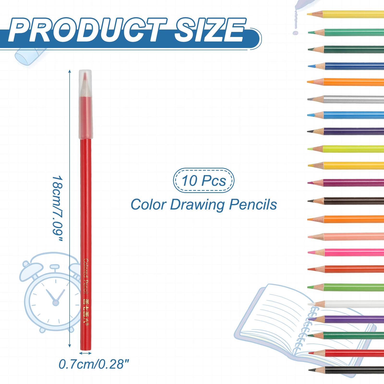 PRODUCT SIZE 10 Pcs 18cm/7.09" Color Drawing Pencils 0.7cm/0.28"