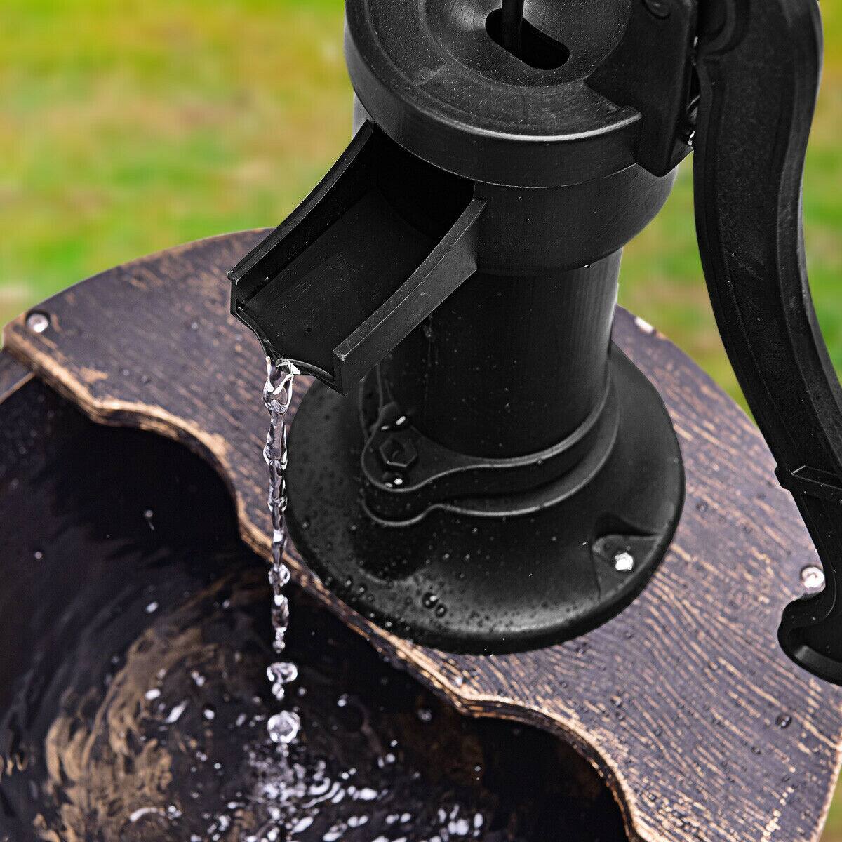 Alt View 7. Gymax - Gymax 2 Tier Barrel Waterfall Fountain Barrel Water Fountain Pump Outdoor Garden - Imitating Bronze Color.