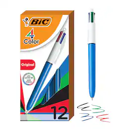 BIC - 4-Color Retractable Ballpoint Pen, Medium Point, 1.0mm, Multicolor, Dozen (MM11-AST)