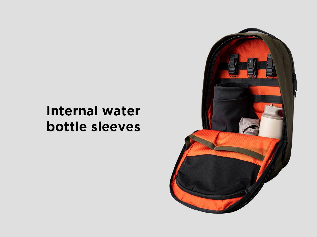 Internal water bottle sleeves