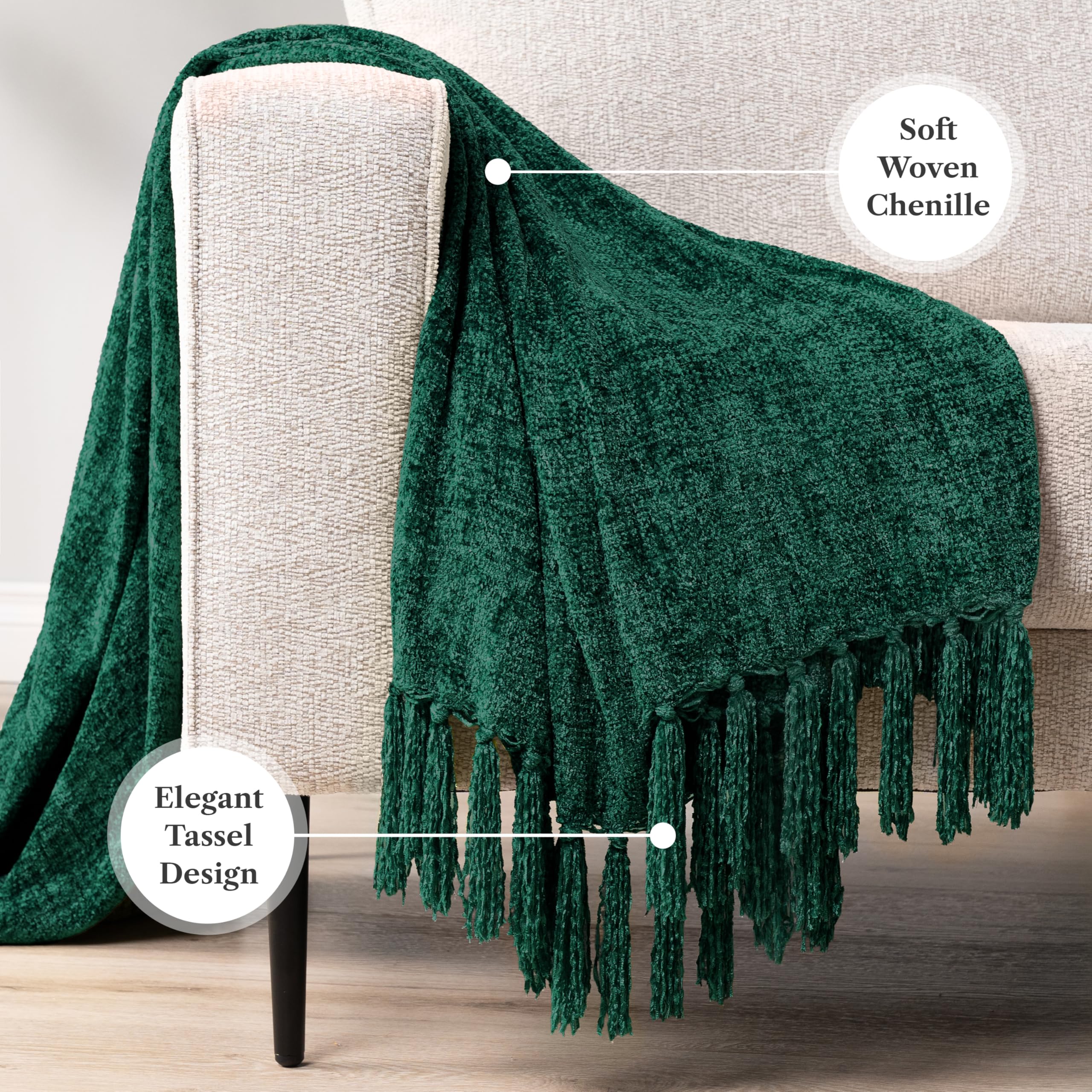 Soft Woven Chenille  
Elegant Tassel Design
