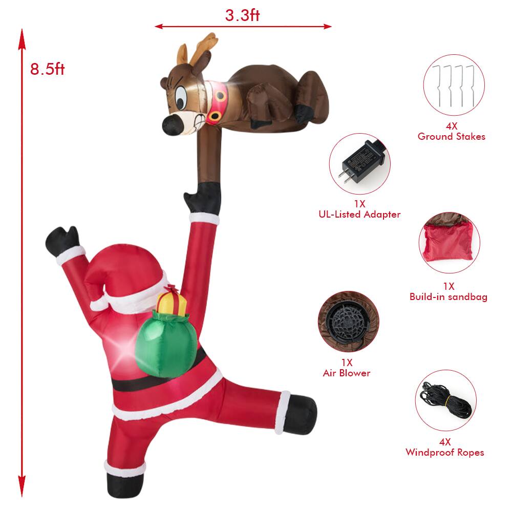 3.3ft 8.5ft  
4X Ground Stakes  
1X UL-Listed Adapter  
1X Build-in Sandbag  
1X Air Blower  
4X Windproof Ropes