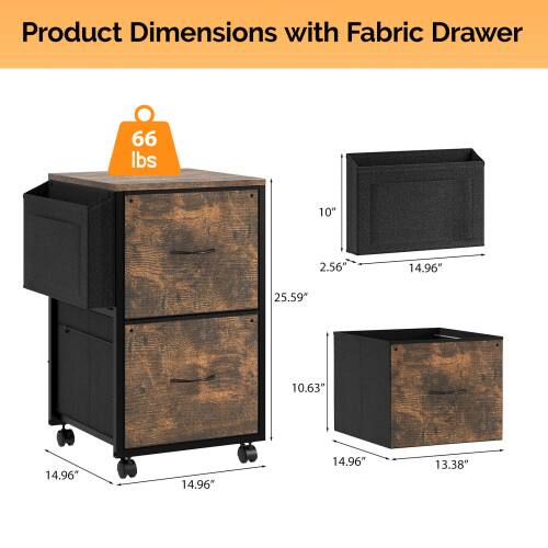 Product Dimensions with Fabric Drawer

- Weight: 66 lbs
- Height: 10"
- Width: 14.96"
- Depth: 25.59"
- Drawer Height: 2.56"
- Drawer Width: 14.96"
- Drawer Depth: 10.63"
- Bottom Shelf Height: 14.96"
- Bottom Shelf Width: 13.38"