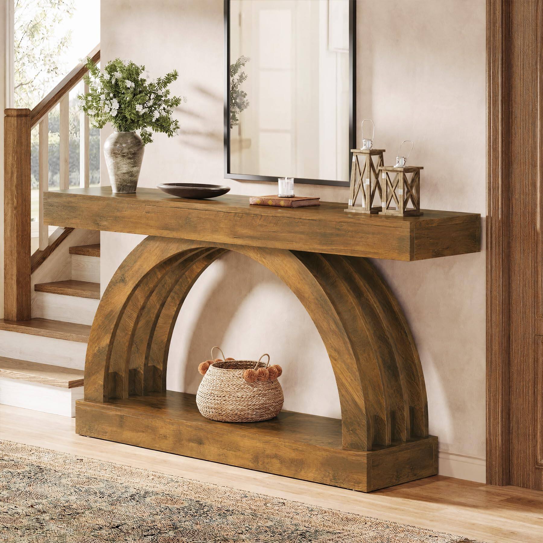 Back. Tribesigns - 63-Inch Entryway Table - Dark Brown.