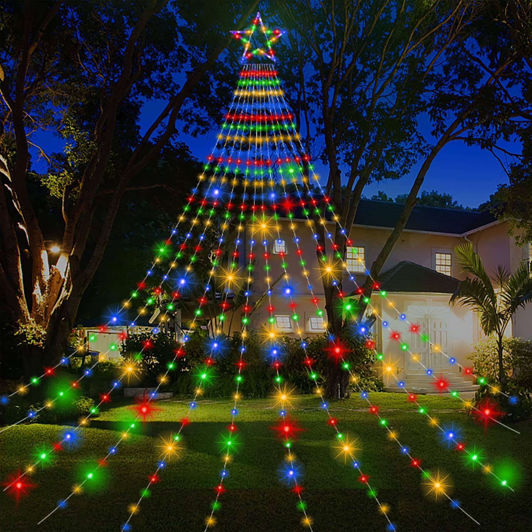 Alt View 7. NICHOLAS KLEIN - Christmas Outdoor Waterfall Star String Lights 860 Leds 8 Modes Waterproof For Yard Patio Party - Blue.