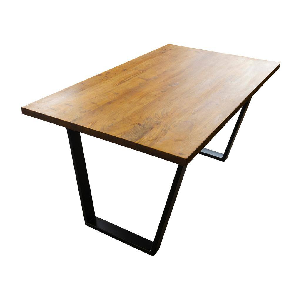 Back. AmeriHome - AmeriHome Acacia Wood 63 inch Dining Table - Brown/Black.