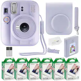 Bundle - Fujifilm - Instax Mini 13 Instant Camera, 60 Photo Prints, Photo Album, Camera Case & Quality Photo Microfiber Cloth - Dreamy Purple