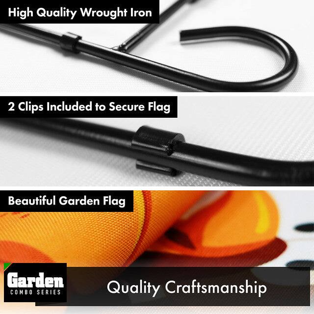 High Quality Wrought Iron

2 Clips Included to Secure Flag

Beautiful Garden Flag

Quality Craftsmanship

Garden COMBO SERIES
