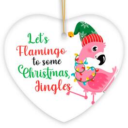OrnamentallyYou - Lets Flamingo to Some Christmas Jingles Cute Bird Ornament Heart Version - Multi-colored