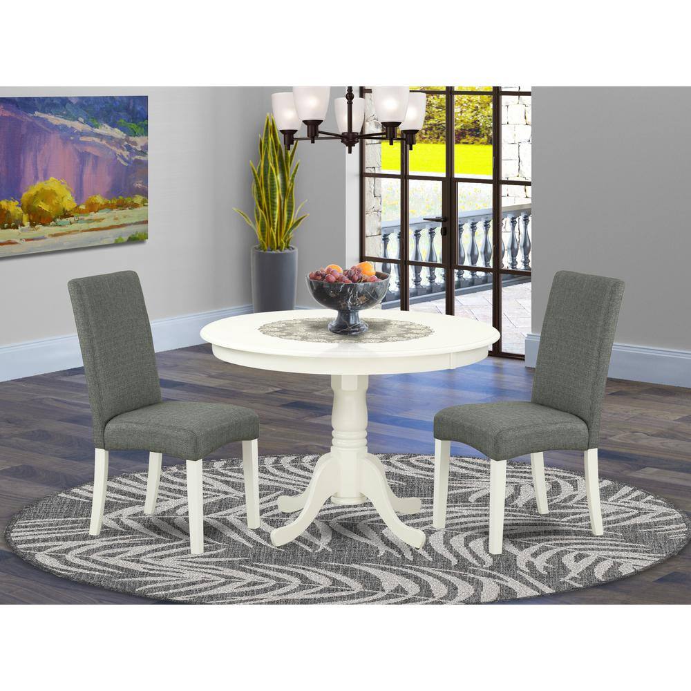 Left. East West Furniture - Dining Room Set Linen White - Brown.