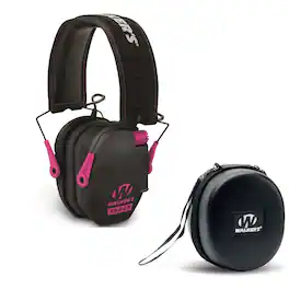 Walkers - Walker’s Razor Slim Electronic Muff with Hearing Protection Case - Black/Pink